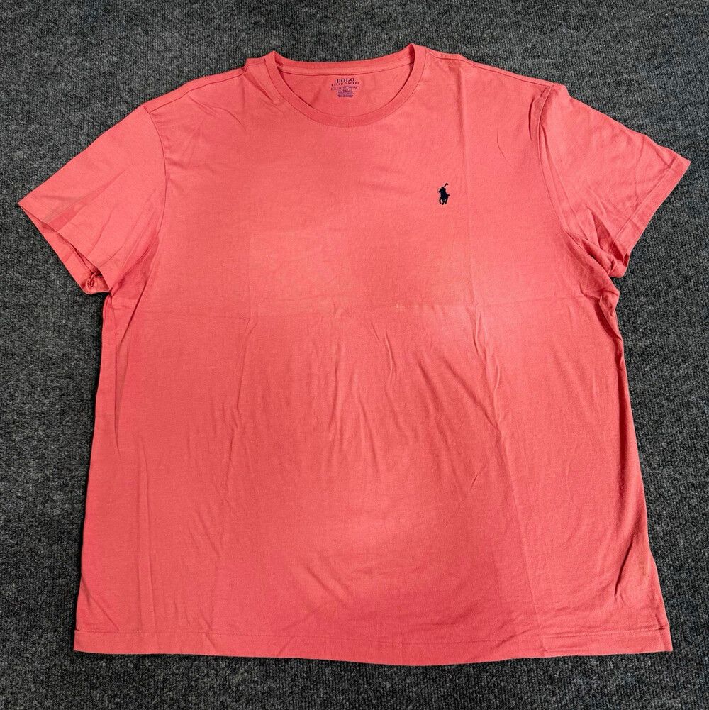 Polo Ralph Lauren Mens XL Classic Fit Coral Pink T Shirt Pony Logo Crew Neck